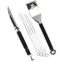 6-tlg. Metall Grillbesteck-Set langlebig mit Kunststoffgriffen inkl. Grillspie�e