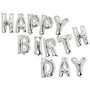 Folienballon Set silber Happy Birthday nachfllbar 13 Buchstaben 40cm Geburtstag 