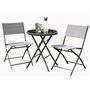 Bistro Set 3tlg. Klapptisch mit Glasplatte und 2 Klappst�hlen Textil-Bespannung