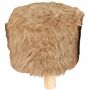 Kunstfell Hocker Schemel Holz gepolstert 30cm Tierfell-Optik Sitzhocker