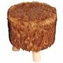 Kunstfell Hocker Schemel Holz gepolstert 30cm Tierfell-Optik Sitzhocker