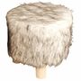 Kunstfell Hocker Schemel Holz gepolstert 30cm Tierfell-Optik Sitzhocker