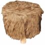 Kunstfell Hocker Schemel Holz gepolstert 30cm Tierfell-Optik Sitzhocker