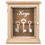 Schl�sselkasten Naturfarben Holz 6 Haken Keys Schriftzug Schl�sselbrett Stylish