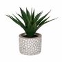 Deko-Sukkulenten im Zementtopf in grau wei� Kunstblume Dekoration Gr�npflanze 