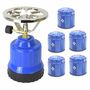 Campingkocher +  5x Gaskartusche Set Outdoor Camping Festival Notfallvorsorge