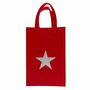 Geschenktasche aus rotem Filz mit Glitzermotiv Geschenkt�te mit Tragegriff