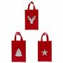 3er Set Geschenktasche aus rotem Filz mit Glitzermotiv Geschenkt�te mit Tragegriff