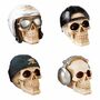 Spardose 4 Totenkopf-Motive Polyresin Sparschwein Biker DJ Cool M�tze
