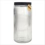 Vorratsglas ca. 0,9 L Einmachglas ca. 9 x 19,5 cm in Schwarz Glas rund gestreift 