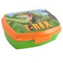 Dinosaurier Lunchbox in Orange / Gr�n mit T-Rex Motiv ca. 17,5 x 14 x 6 cm