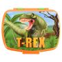 Dinosaurier Lunchbox in Orange / Gr�n mit T-Rex Motiv ca. 17,5 x 14 x 6 cm