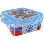 Quadratische Kinder Lunchbox 13 x 13 cm mit Heldenmotiv und abnehmbaren Deckel
