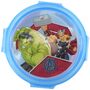 Runde Kinder Lunchbox 11 x 11 x 6 cm mit Heldenmotiv und abnehmbaren Deckel