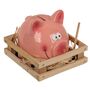 Keramik Spardose im Schweinchen Design ca. 13 cm Sparschwein mit Hammer & Stall