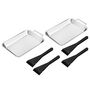 Edelstahl Grillpfanne 21 x 13 cm Grillschale im 2er Set mit je Schabern & Griff