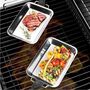 Edelstahl Grillpfanne 21 x 13 cm Grillschale im 2er Set mit je Schabern & Griff