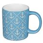 Tasse aus Steingut mit Anker Motiv ca. 325 ml und Rautenmuster Kaffeebecher