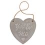 Wanddekoration You & Me aus Zement Dekoherz in Grau mit Seil als Aufh�ngung