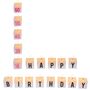 Kerzenblock mit Aufschrift Happy Birthday aus 14 mini Kerzen a ca. 3 x 3 cm 