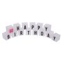 Kerzenblock mit Aufschrift Happy Birthday aus 14 mini Kerzen a ca. 3 x 3 cm 