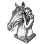 Pferdekopf mit M�dchen ca. 32 x 16 x 26 cm in Antiksilber B�ste mit Sockel