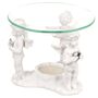 Aromalampe Glasschale 11,5 x 11 cm Stehende Engel mit Herzen nostalgisch Putto