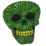 Aschenbecher Totensch�del mit Cannabis Motiv ca. 11cm Totenkopf Ascher Marihuana