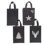 Geschenktasche aus grauem Filz mit Glitzermotiv Geschenkt�te mit Tragegriff
