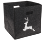 Filz Aufbewahrungsbox faltbar 32 x 32 x 32 cm mit Hirsch oder Hirschkopf Motiv