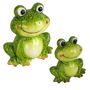 Gartenfigur sitzender Frosch in gr�n glasiert 17 cm oder 24 cm