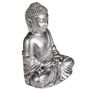 Buddha sitzend aus Polyresin 14cm Buddhafigur Dekofigur Silber