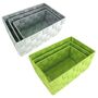 3er Set Aufbewahrungsk�rbe f�r Bad geflochten Organizer Boxen gr�n oder grau