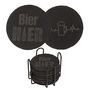 Untersetzer aus Schiefer mit Gravur Set ca. 10 cm 12 St�ck Metallaufsteller