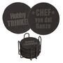 Untersetzer aus Schiefer mit Gravur Set ca. 10 cm 12 St�ck Metallaufsteller