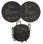 Untersetzer aus Schiefer mit Gravur Set ca. 10 cm 12 St�ck Metallaufsteller