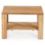 Couchtisch Beistelltisch King Wildeiche massiv gelt, Metall-Absetzung und Rollen, 70 x 70 cm