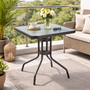 Bistrotisch Balkontisch Gartentisch Tisch Eckig Glas Metall 60x60cm