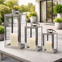3er Set XXL Edelstahl Windlicht - Laternen Set 30/40/53cm 