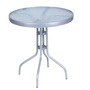 Gartentisch Bistrotisch Rund  60 H70cm Glas/Metall Silber Balkontisch