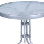 Gartentisch Bistrotisch Rund  60 H70cm Glas/Metall Silber Balkontisch