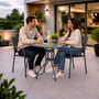 Bistrotisch Balkontisch Gartentisch Tisch Silber Glas Metall 60x60cm