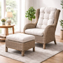 Rattan Relaxsessel mit Fu�hocker inklusive Sitzpolster