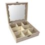Teebox Holz Natur mit Glasdeckel 8 F�cher