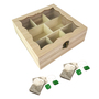 Teebox Holz Natur mit Glasdeckel 8 F�cher