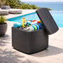 Garten Beistelltisch Rattan Optik mit Aufbewahrungsfach Kunststoff