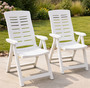 2x Klappstuhl Gartenstuhl Terrassenstuhl Kunststoff Wei� 5-Positionen
