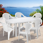 7tlg Outdoorm�bel Sitzgarnitur Gartengarnitur Wei� 140x90cm stapelbar