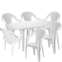 7tlg Outdoorm�bel Sitzgarnitur Gartengarnitur Wei� 140x90cm stapelbar