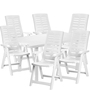 7tlg Kunststoff Sitzgarnitur Gartengarnitur Outdoor Wei� Klappst�hle